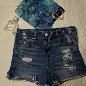 Cute high waisted shorts, ripped blue shorts, distressed